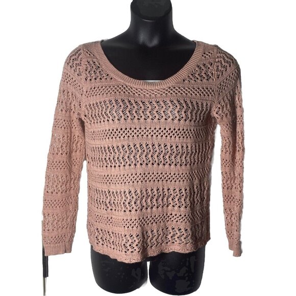 a.n.a. A New Approach Pink Medium Loose Open Knit Sweater Beach Fall Vacation - Picture 6 of 14